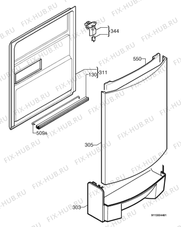 Взрыв-схема посудомоечной машины Electrolux ESF6120 - Схема узла Door 003